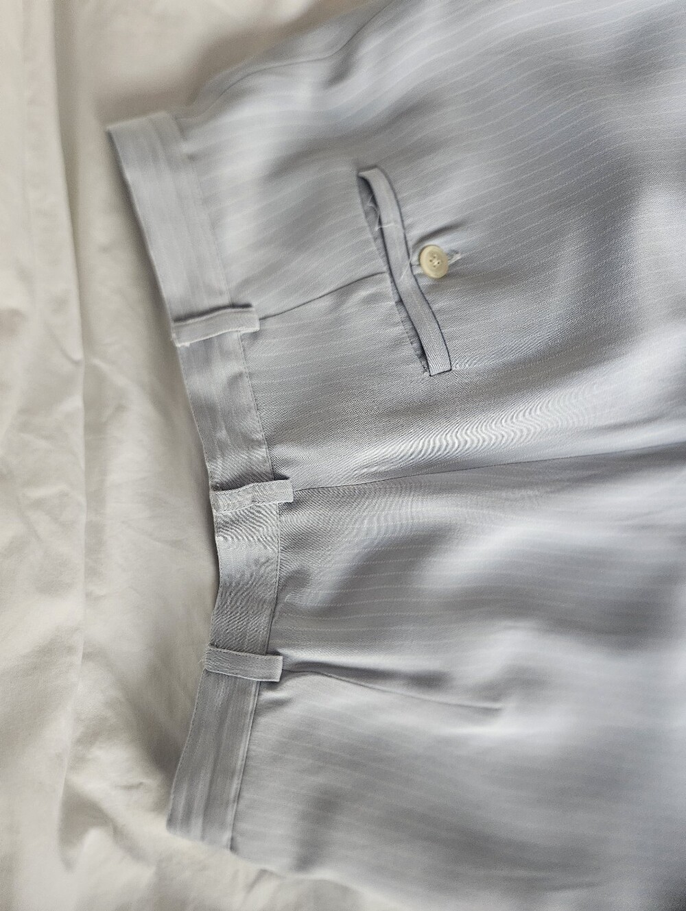 LAUREN RALPH LAUREN LIght Blue Pin Striped Pleated 100% Silk Trousers | SZ 8 - Picture 6 of 11